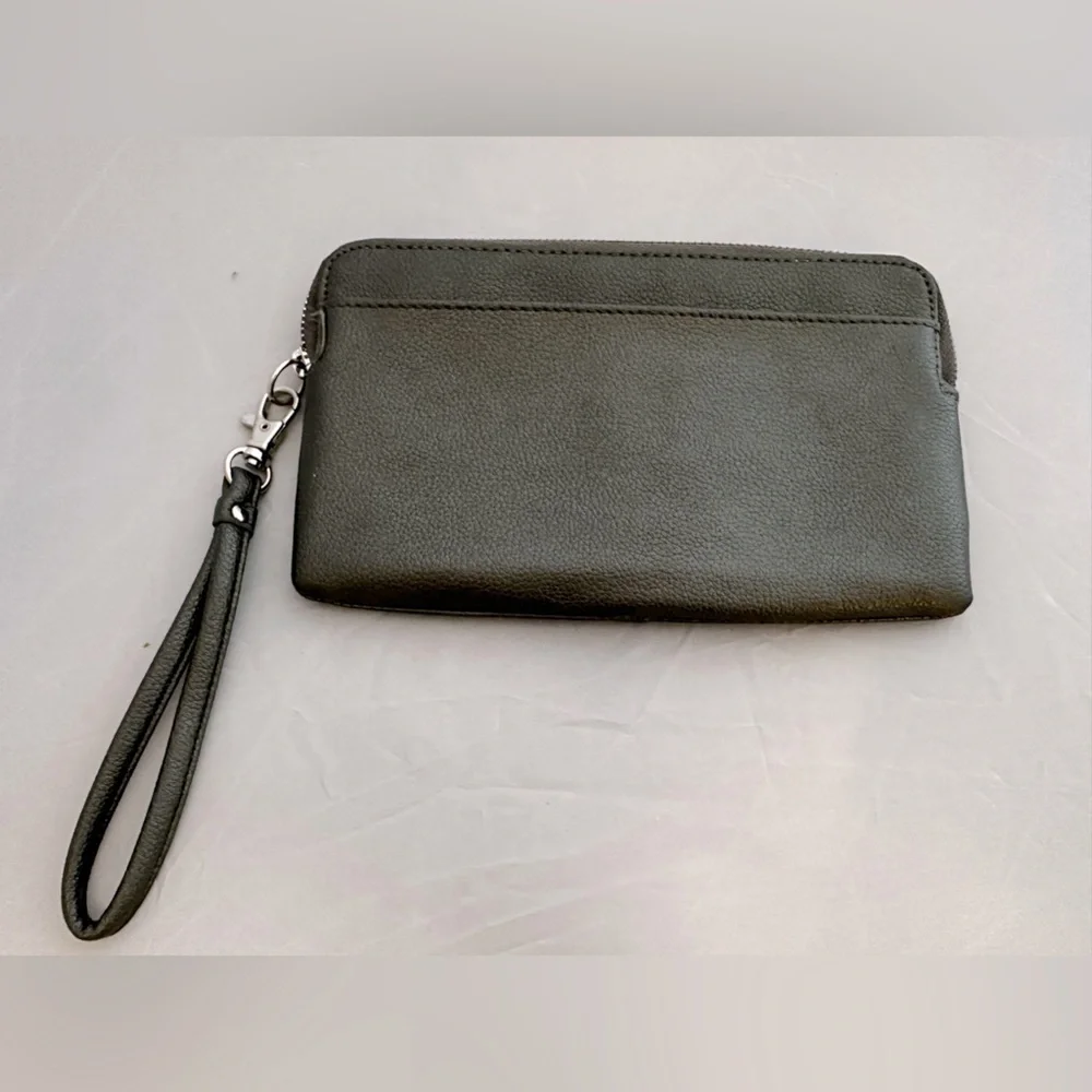 Tignanello Silver-Gray Leather Wristlet